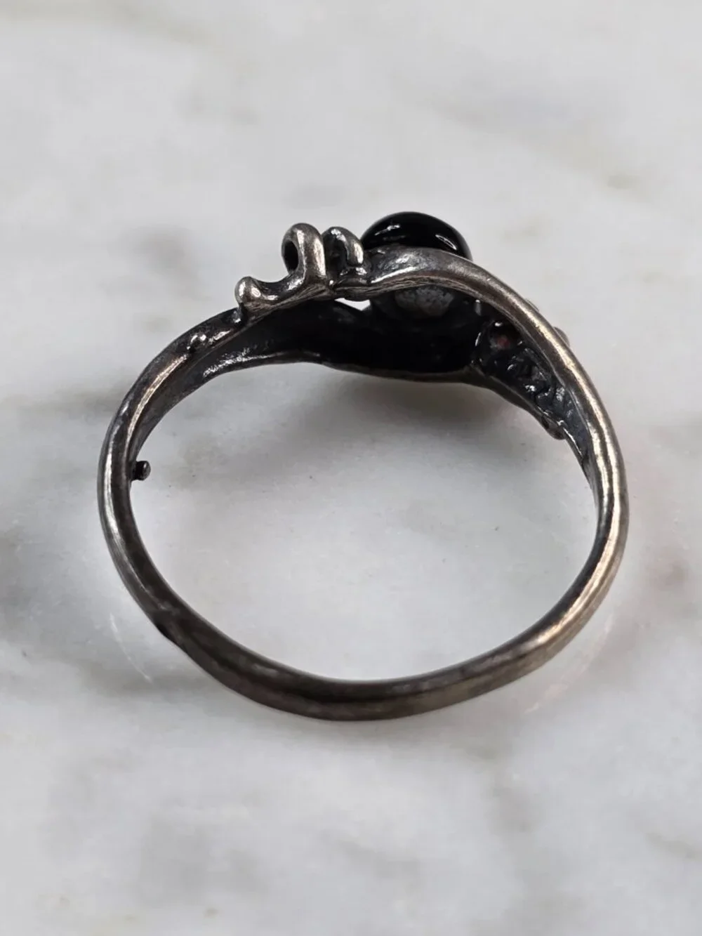 Womens Vintage Estate Sterling Silver Modernist Onyx Ring 1.7g E4139